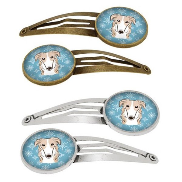 Carolines Treasures Snowflake Borzoi Barrettes Hair Clips, Set of 4, 4PK BB1662HCS4